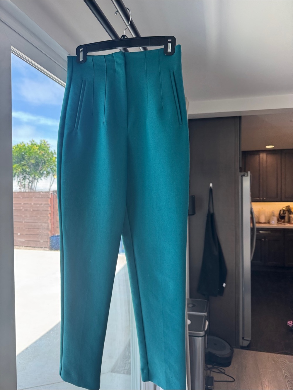 Zara Teal Slim Leg High Waist Dress Pants